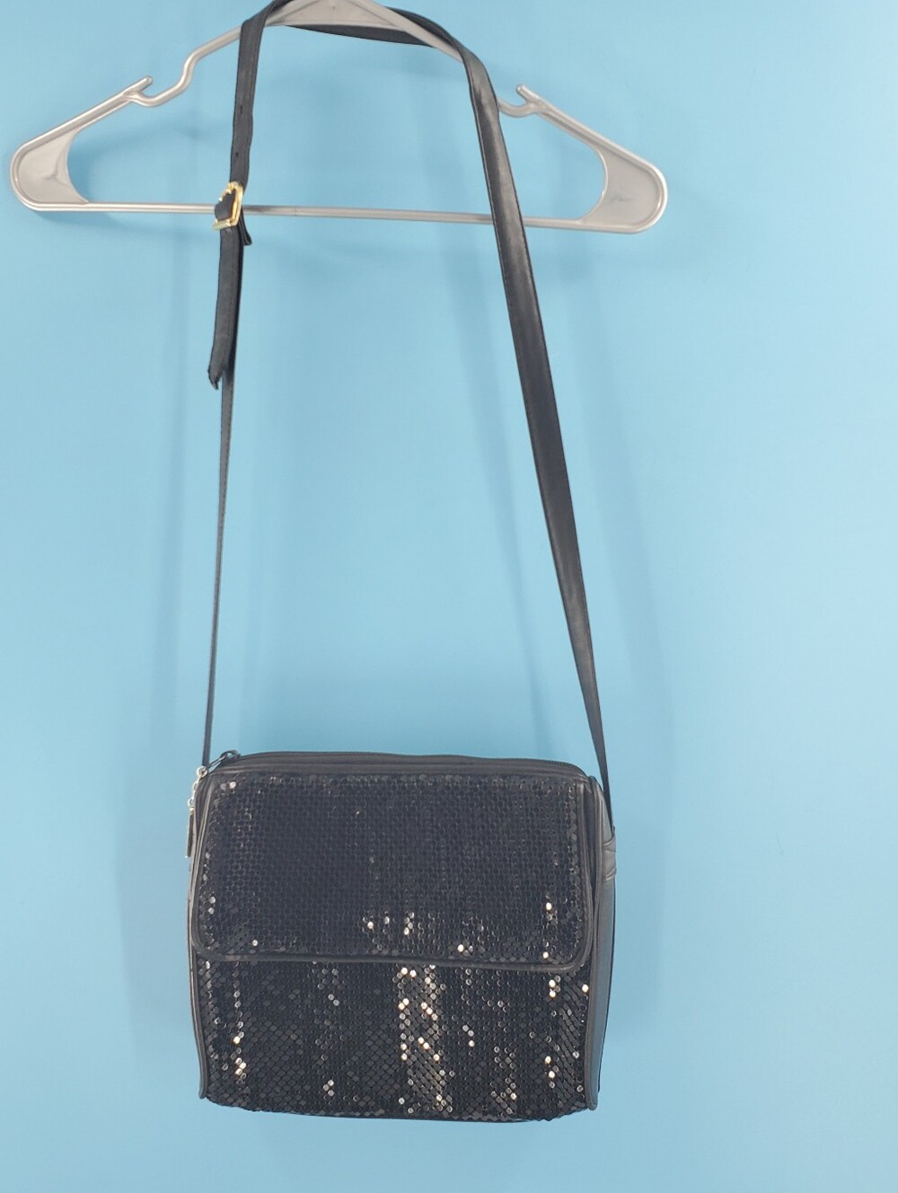 Whiting & Davis full size crossbody mesh black bag